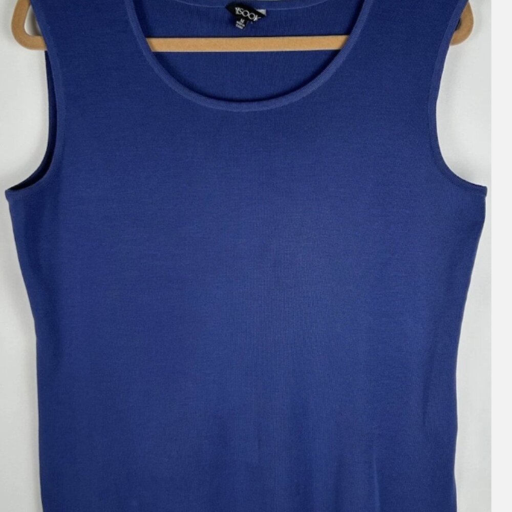 Misook Blue Sleeveless Tank Top Shell Sz M Knit Classic Pullover